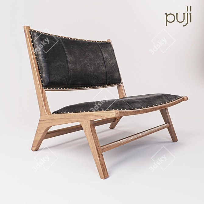 Colonial Teak Leather Chair 3D model image 3