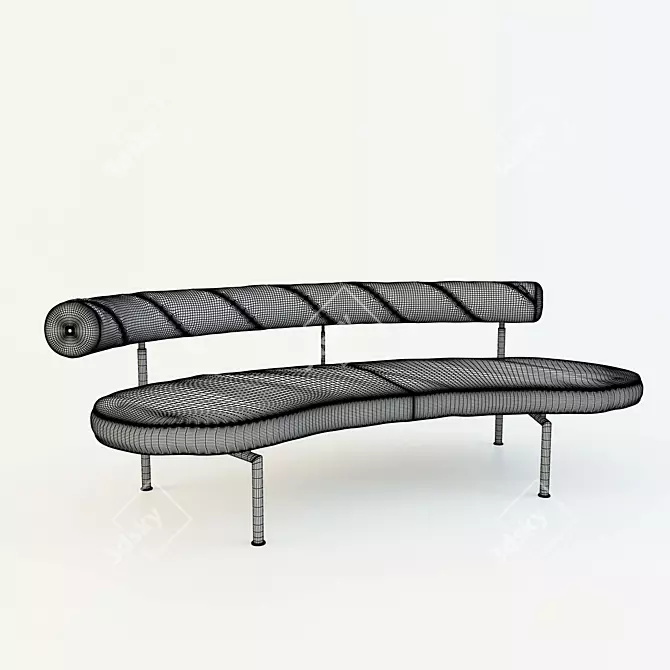 Title: Sleek Chrome & Leather Sofa 3D model image 2