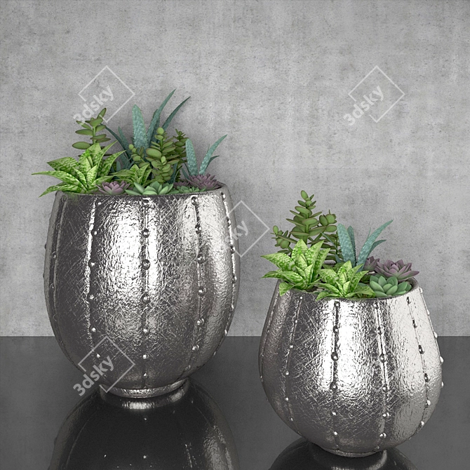 Elegant Floral Planter 3D model image 1