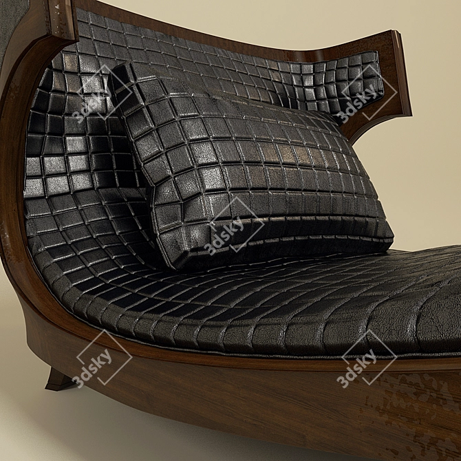 Briarwood Chaise Lounge: Bentley Black Leather Upholstery 3D model image 3