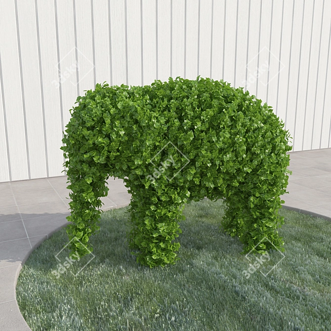 Elegant Elephant Topiary 3D model image 1