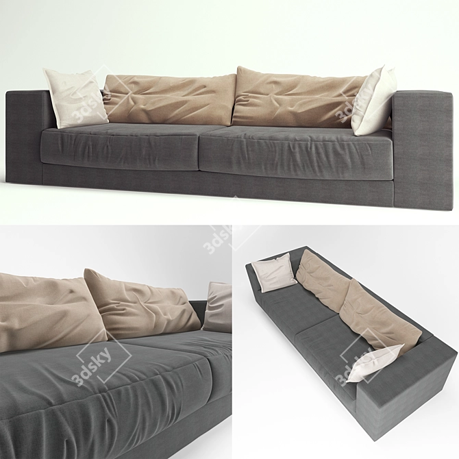 Cozy Fabric Sofa 3D model image 1