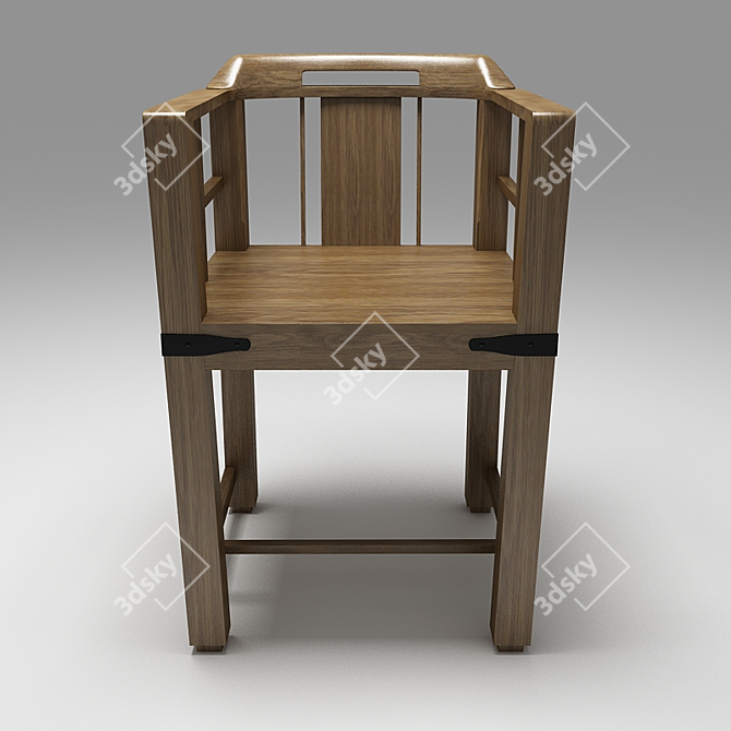 Rustic Wood Chair 3D model image 1