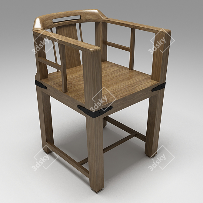 Rustic Wood Chair 3D model image 2