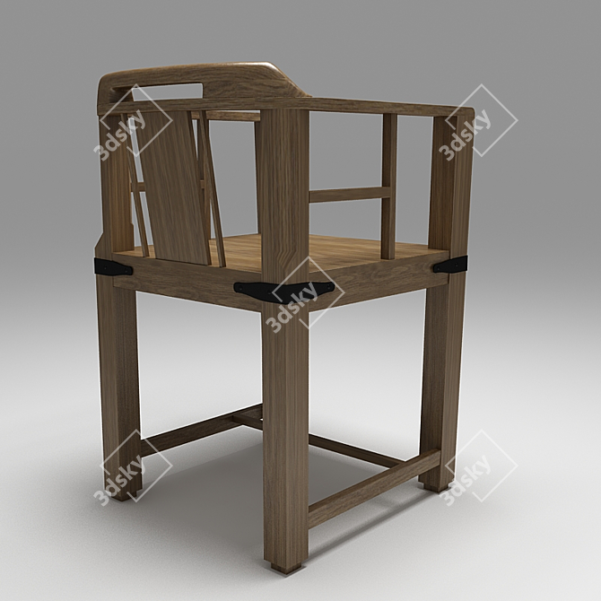 Rustic Wood Chair 3D model image 3