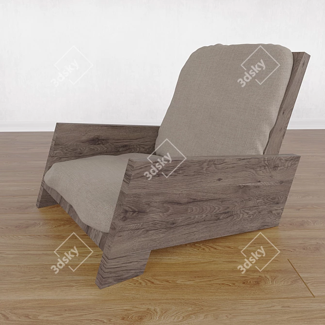 Classic Wooden Chair: 650x540x500mm 3D model image 1