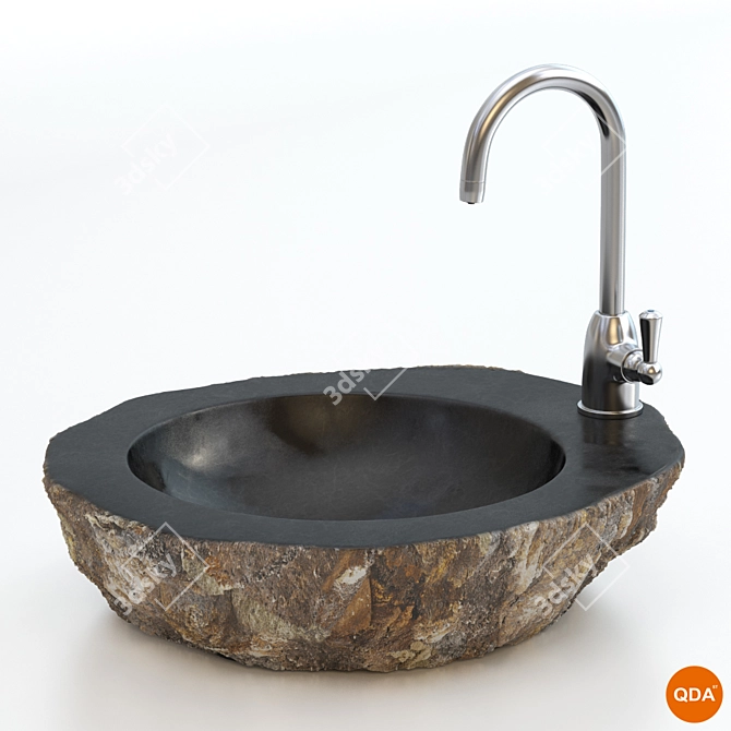 Natural Stone Wash Basin 3D model image 1