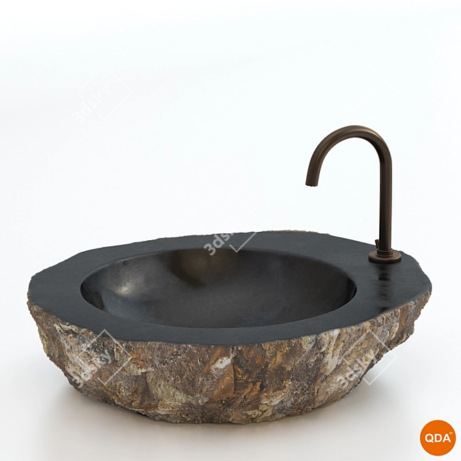 Natural Stone Wash Basin 3D model image 1