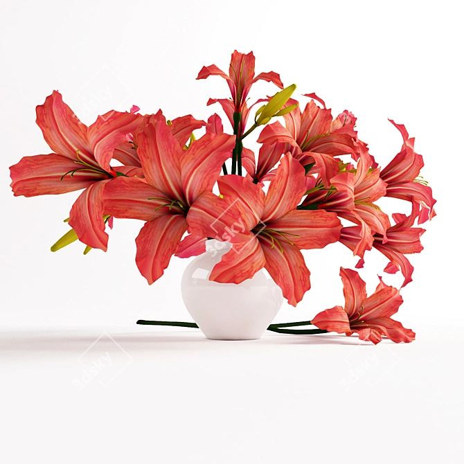 Vibrant Orange Lily Bouquet 3D model image 1