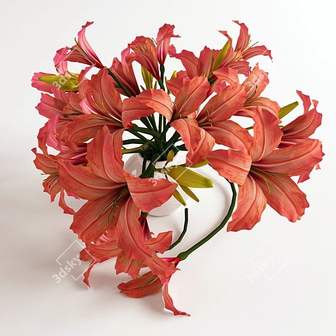 Vibrant Orange Lily Bouquet 3D model image 2