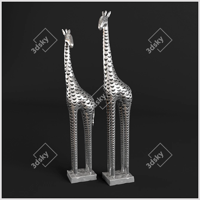 Metal Giraffe Figurines 3D model image 1