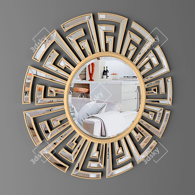 Puji Round Art Deco Mirror 3D model image 1