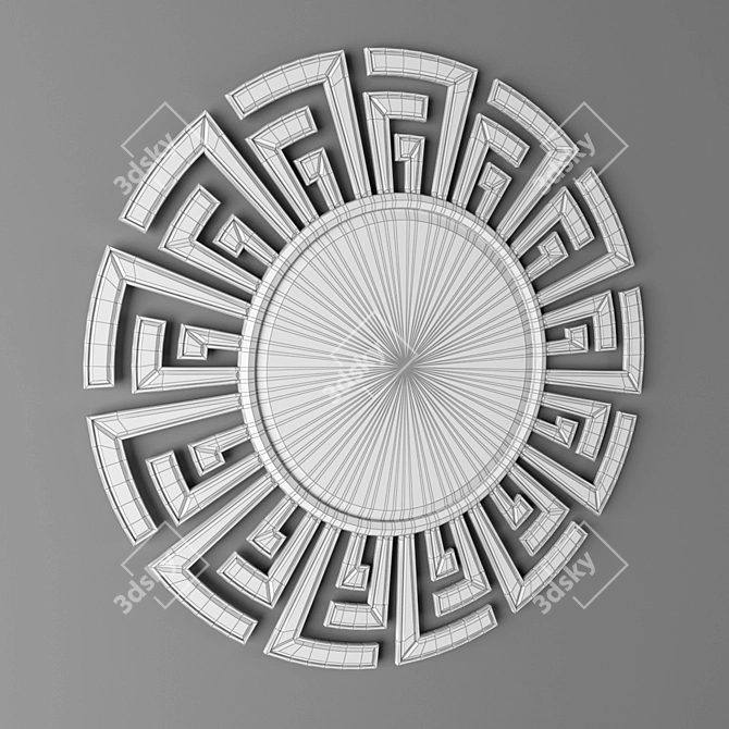 Puji Round Art Deco Mirror 3D model image 2