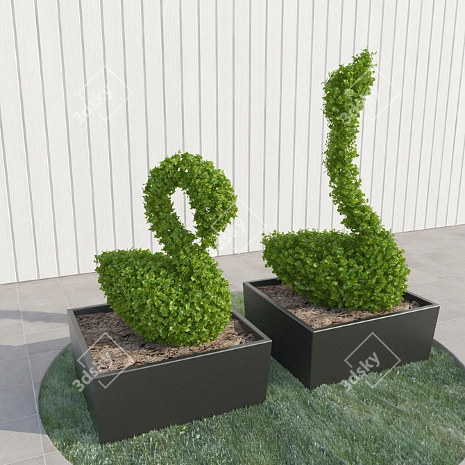 Swan Topiary: Beautiful Garden Décor 3D model image 1