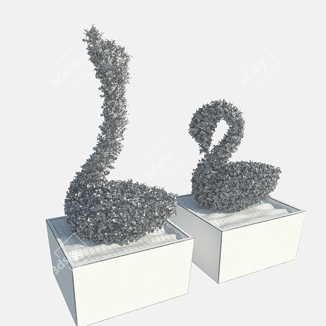 Swan Topiary: Beautiful Garden Décor 3D model image 3