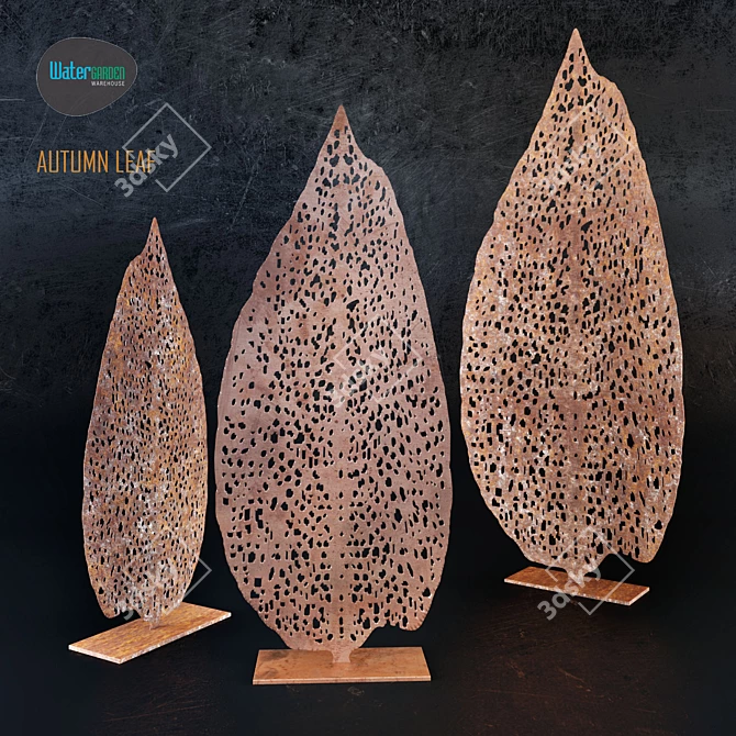 Autumn Leaf Metal Sculpture 3D model image 2
