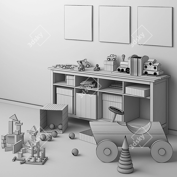 Baby Decor Set: Furniture, Art, Toys 3D model image 3