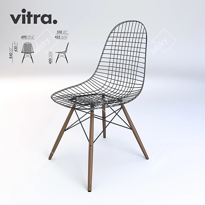 Eames DKW Wire Chair: Iconic Design 3D model image 1