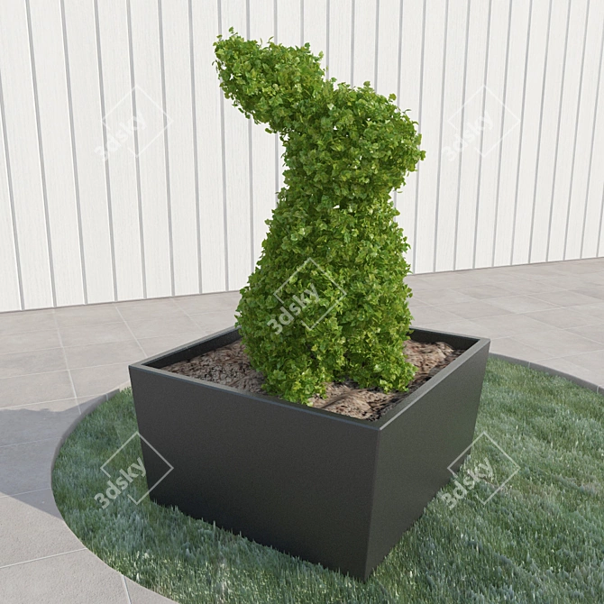 Zaychonok Topiary: Textured Poly Geometric Sculpture 3D model image 2