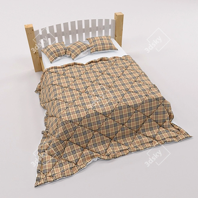 Pallet Bed: Rustic and Cozy 3D model image 2