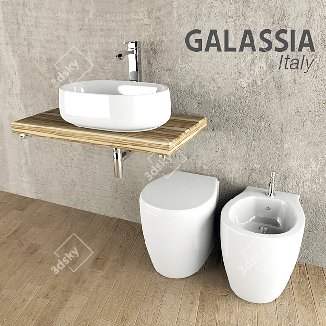 Galassia Italy XES Bidet and WC Set 3D model image 1