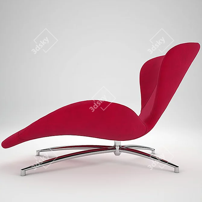 Elegant Floral Chaise 3D model image 2