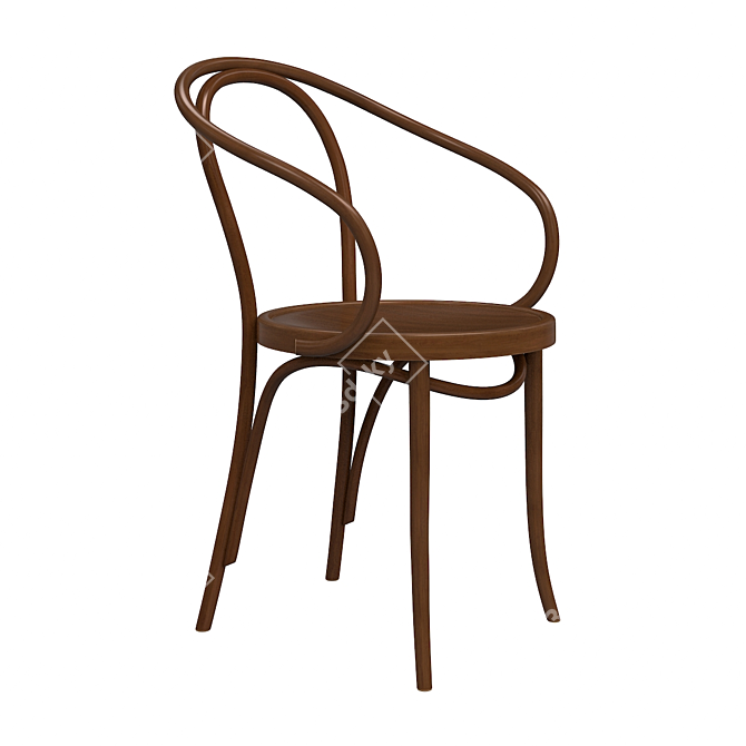 Vintage Le Corbusier Wooden Chair 3D model image 1