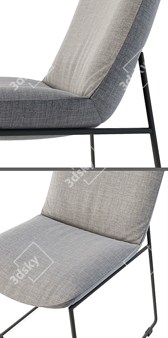 Set of 2 Gray Accent Chairs 3D model image 2