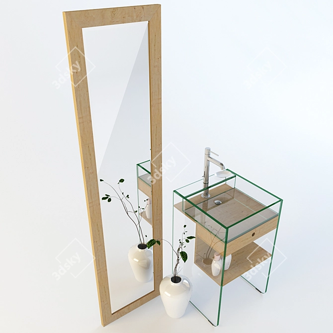 Moderno Mobile Washbasin & Mirror 3D model image 3