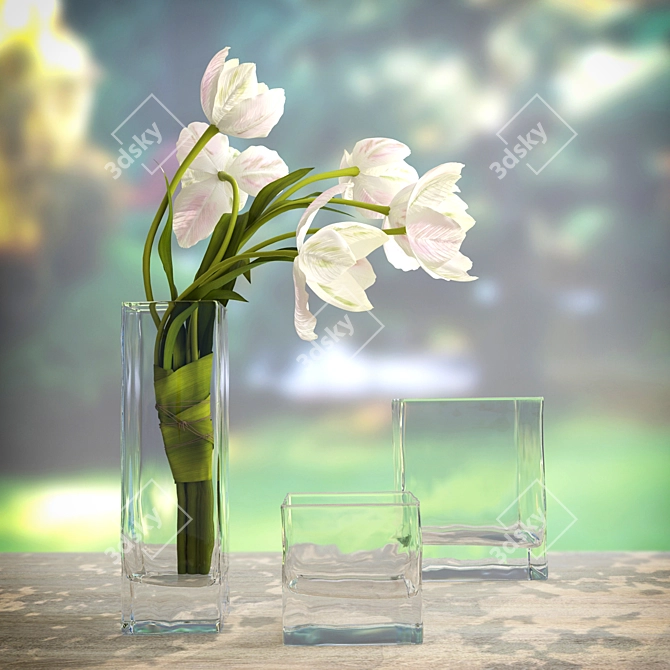 Elegant Tulip Bouquet 3D model image 1