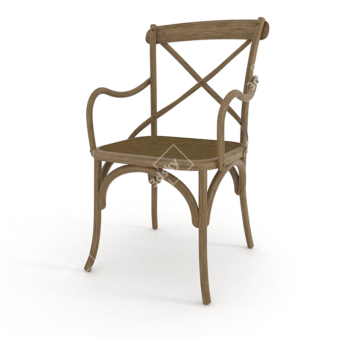 Western-Inspired Wood Armchair 3D model image 1