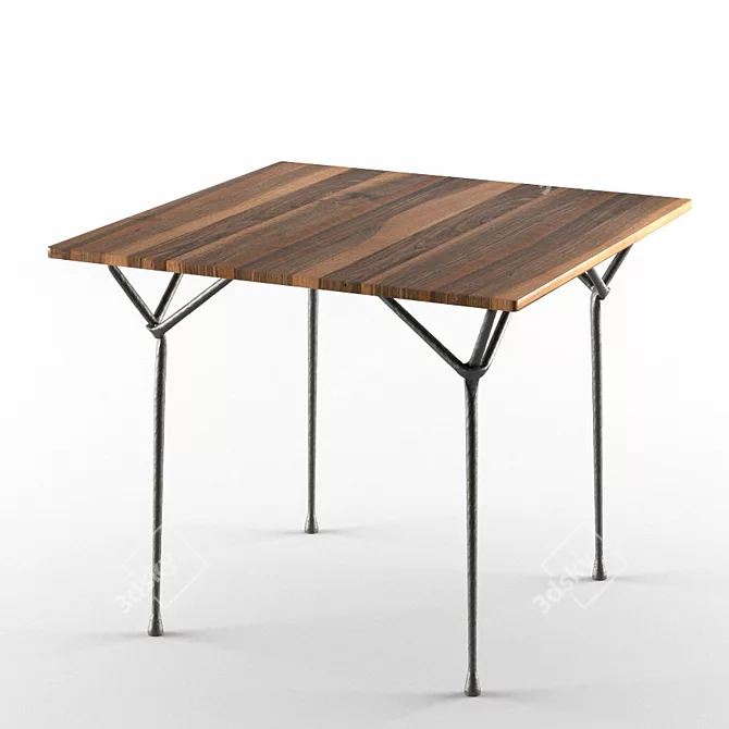 Officina Steel Square Dining Table 3D model image 1