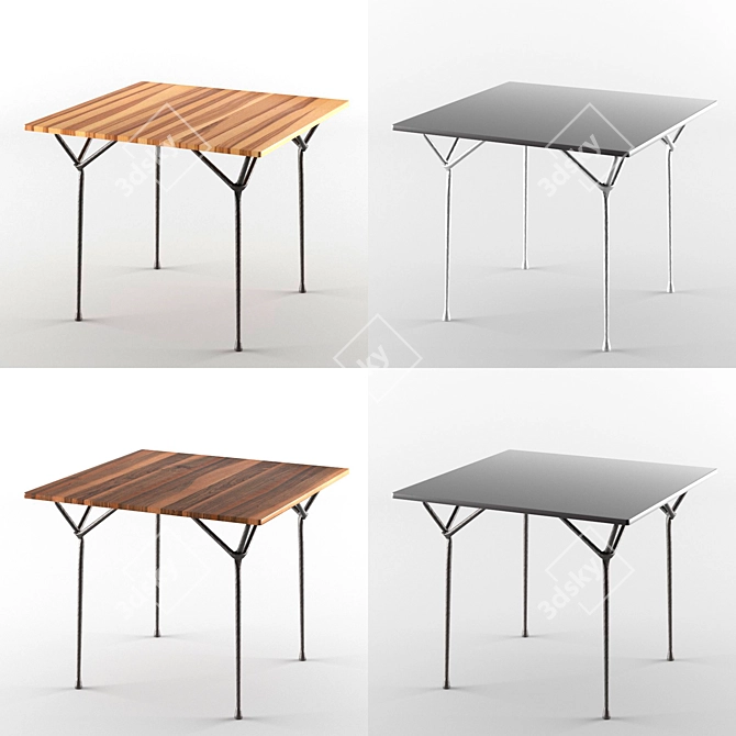 Officina Steel Square Dining Table 3D model image 2