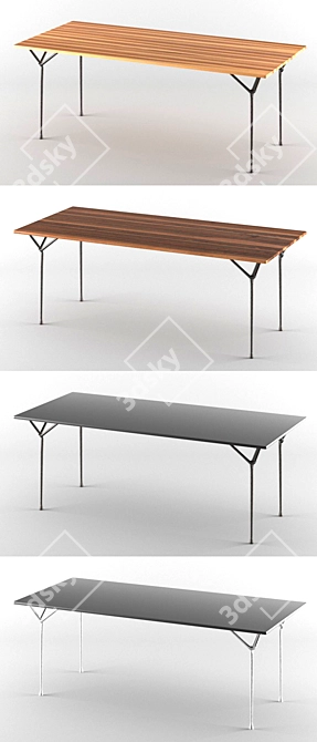 Elegant Industria Steel Dining Table 3D model image 2