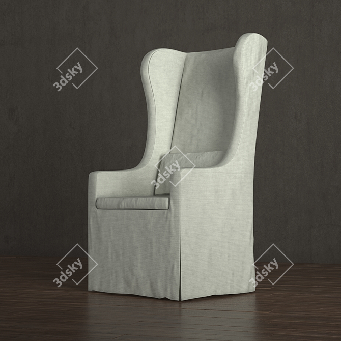 Elegant Belgian Wingback Slipcover 3D model image 1