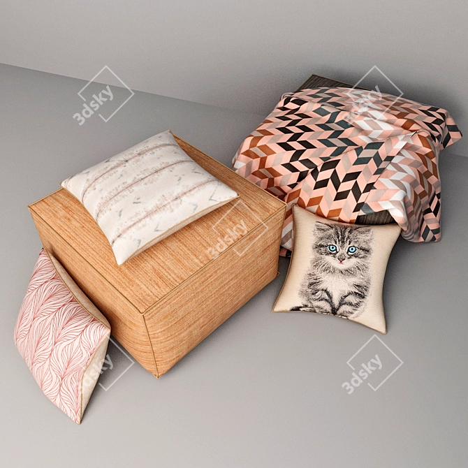 Cozy Puffs & Textiles 3D model image 1