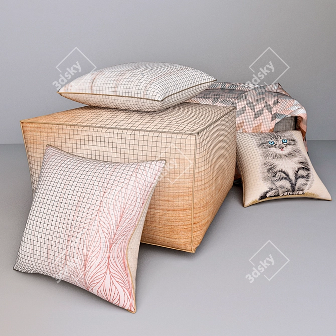 Cozy Puffs & Textiles 3D model image 2