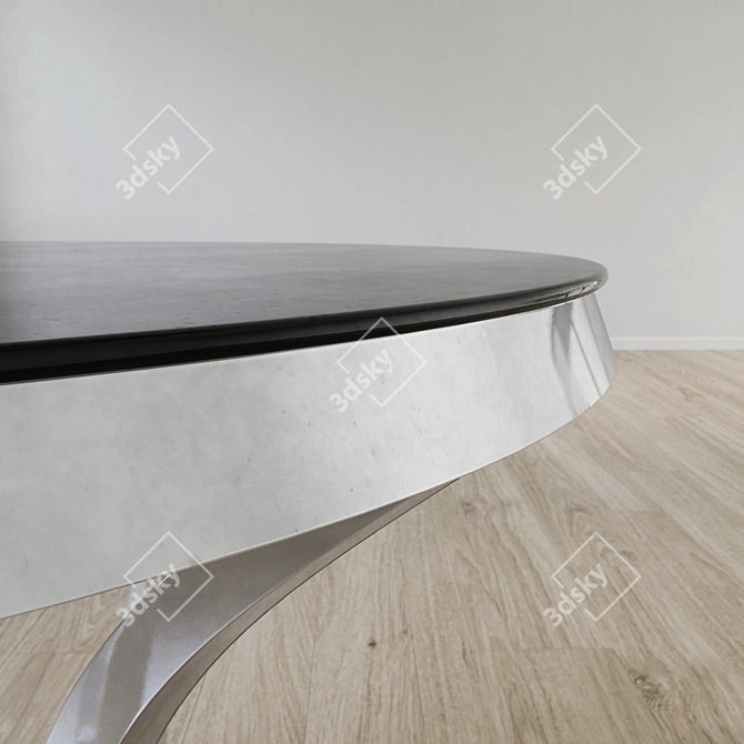 Valentino Dining Table: Polished Stainless Steel & Black Glass 3D model image 2