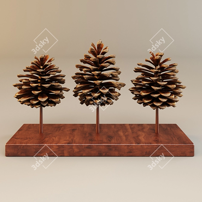 Rustic T-Wood Decor Accent 3D model image 1