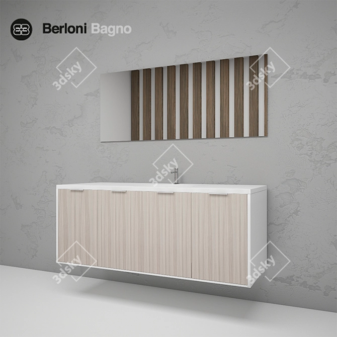 Berloni Manhattan 4: Sink, Cabinet, Mirror 3D model image 1