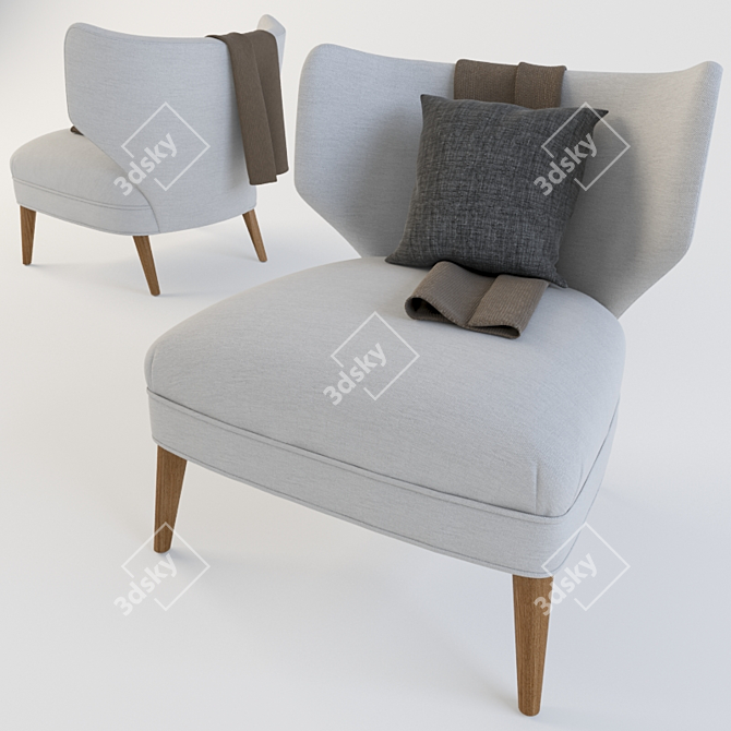 Vintage Wingback Chair 3D model image 1