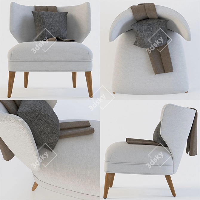 Vintage Wingback Chair 3D model image 3