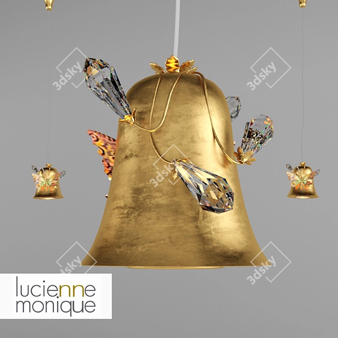 Lucienne Monique GM 13G: Antique Gold-Silver Butterfly Pendant 3D model image 1