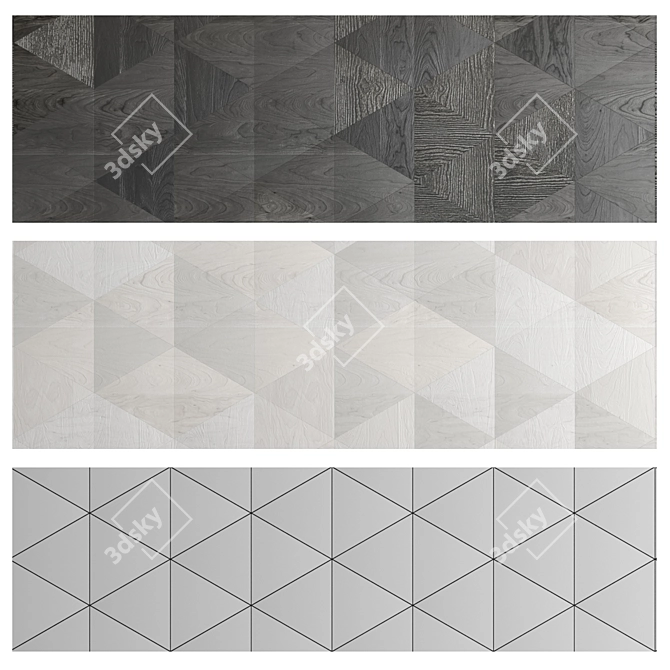 Geometric Wood Panel: Customizable, Black & Light Options 3D model image 2