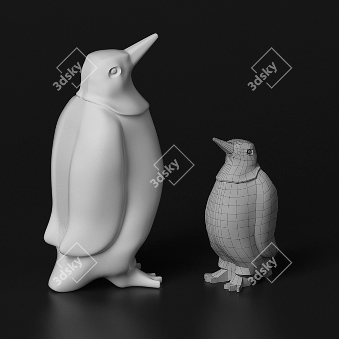 Sleek Penguin Figurine 3D model image 1