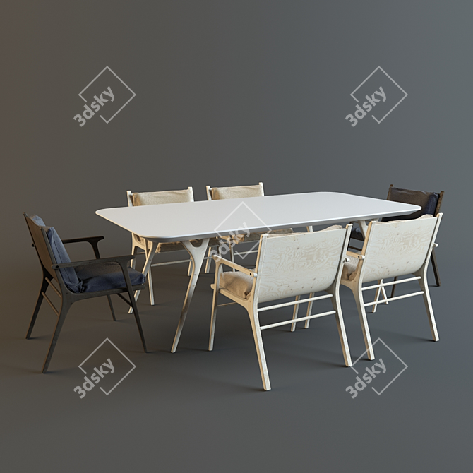 Modern Dining Set: REN Collection by Stellar Works 3D model image 1