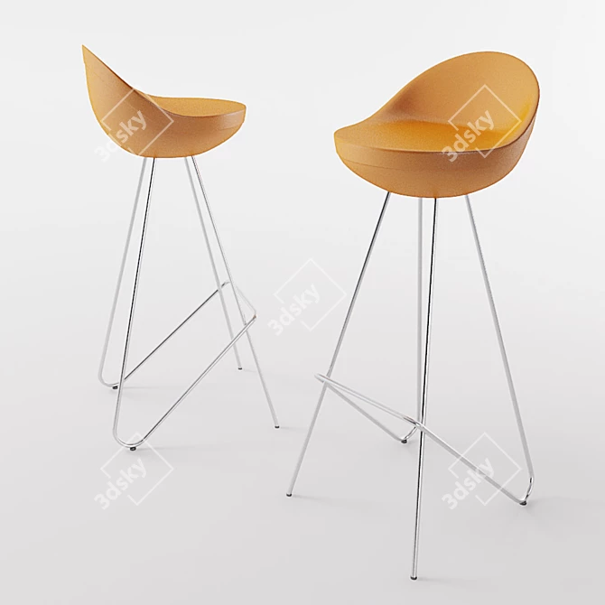 Sleek Metal and Fiberglass Bar Stool 3D model image 1