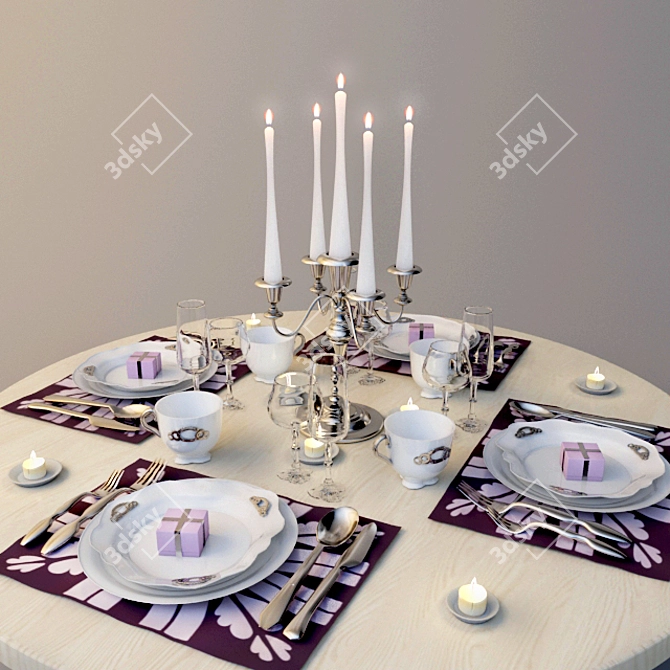 Waveform Tableware Set 3D model image 1