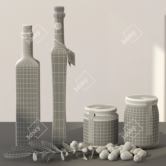 Mediterranean Olive and Oil Set 3D model image 2