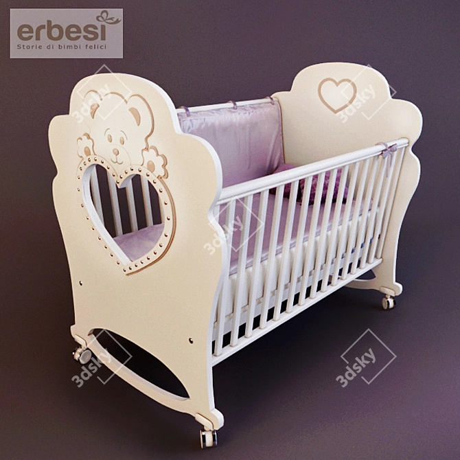 Erbesi Cucciolo: Stylish & Safe Baby Cot 3D model image 1